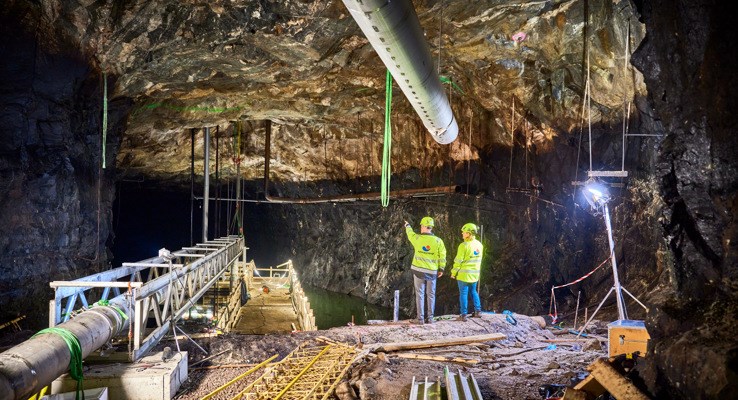 Former oil tank cave in Sweden became a hot water tank