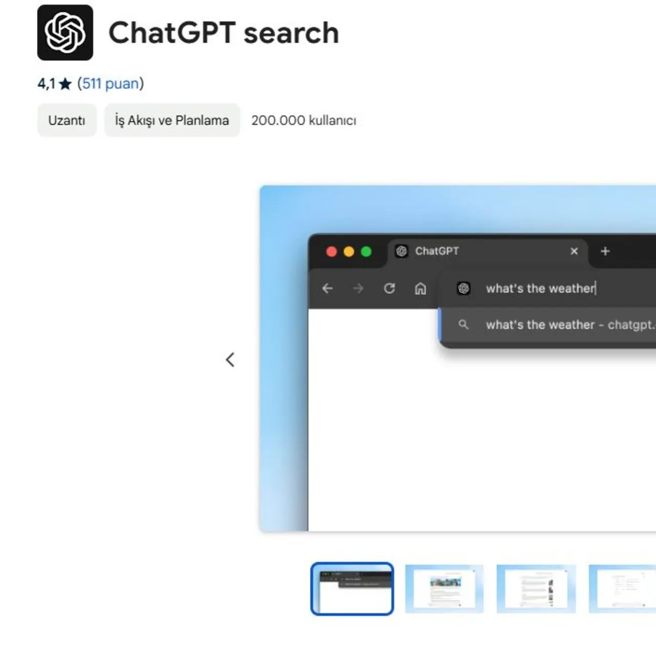 ChatGPT Search, artificial intelligence search engine add-on for Google Chrome