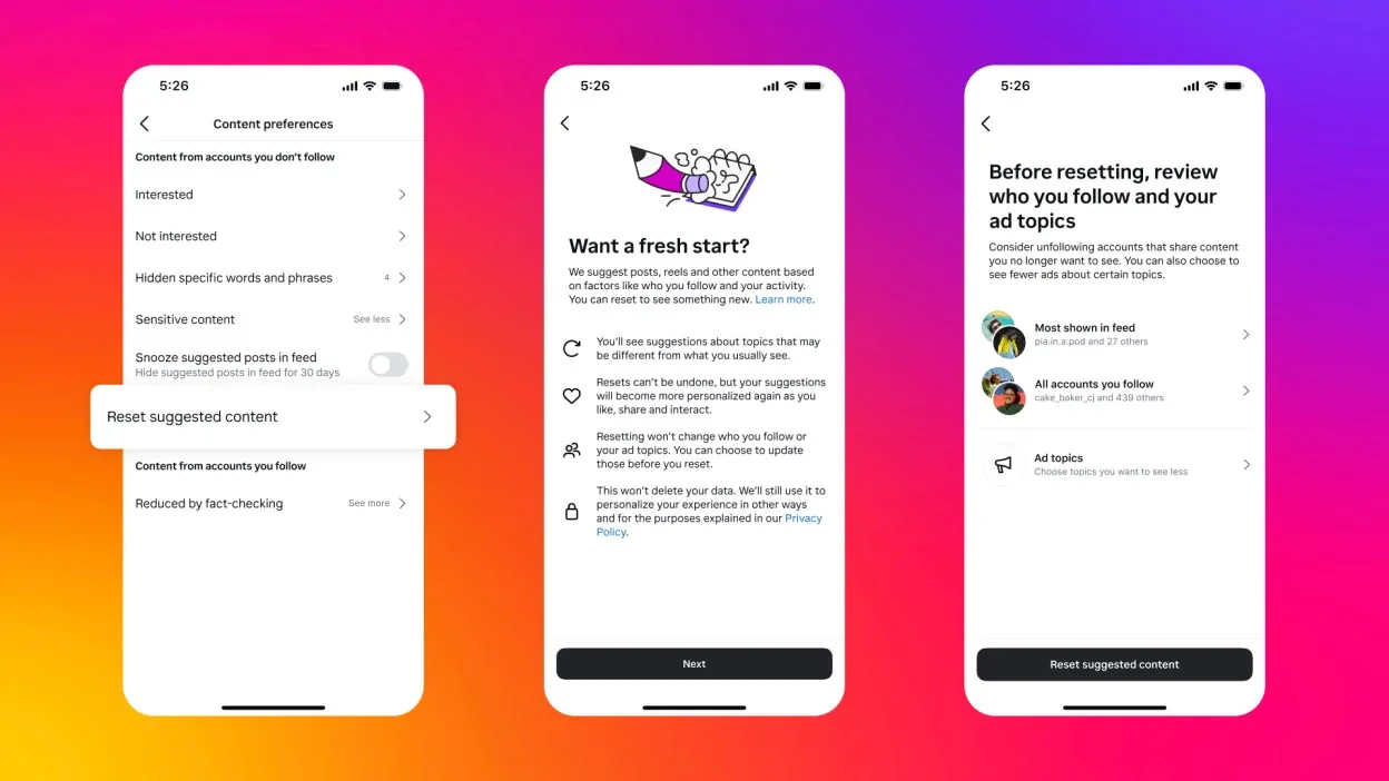 Instagram will let you reset recommendations