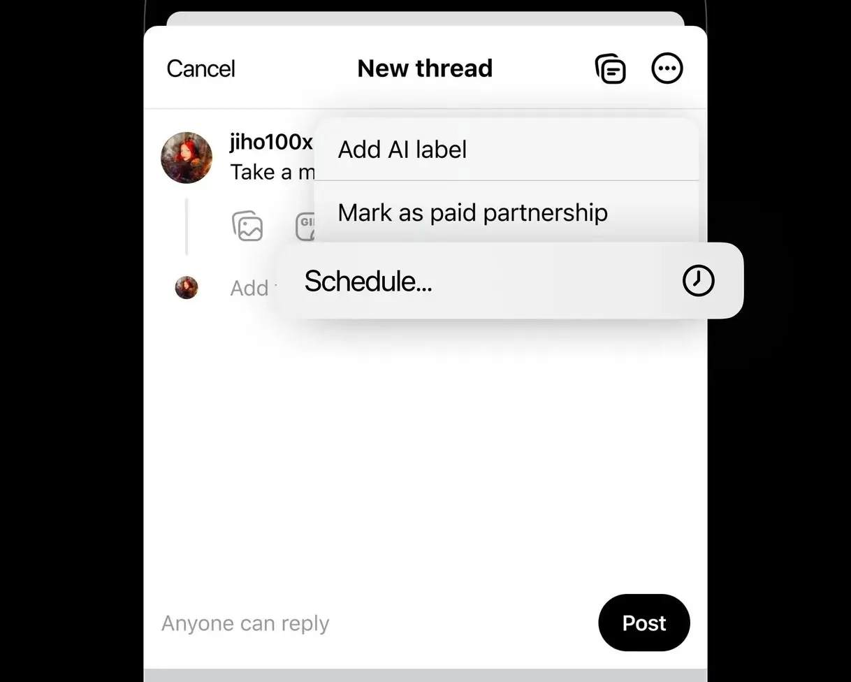 Post scheduling feature comes to Threads